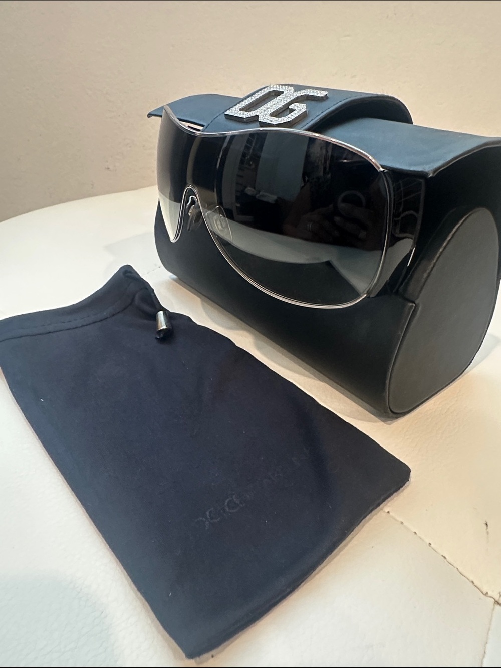 Dolce & Gabbana Black Shield Sunglasses with DG Logo Case - Picture 11 of 12